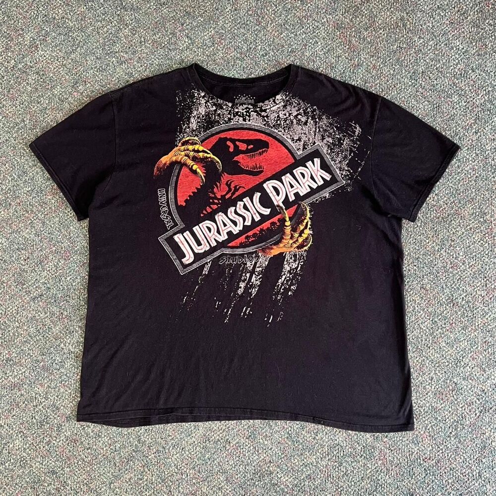 Y2k Grungy Jurassic Park Universal Studios Black graphic tee